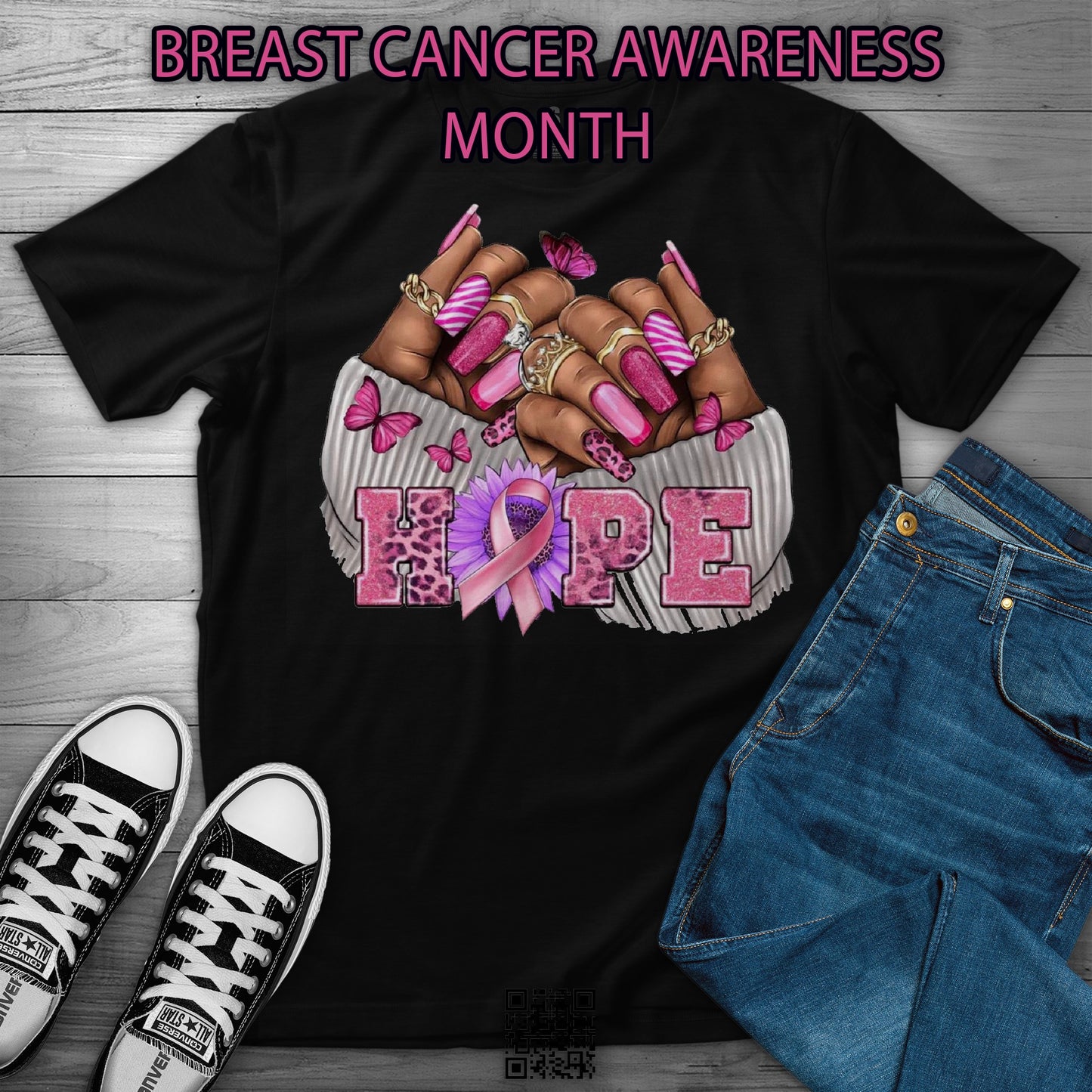 BREAST CANCER AWARENESS GLAM NAILS T SHIRT - MK EYE CATCHING EVENTFUL CREATIONS LLC