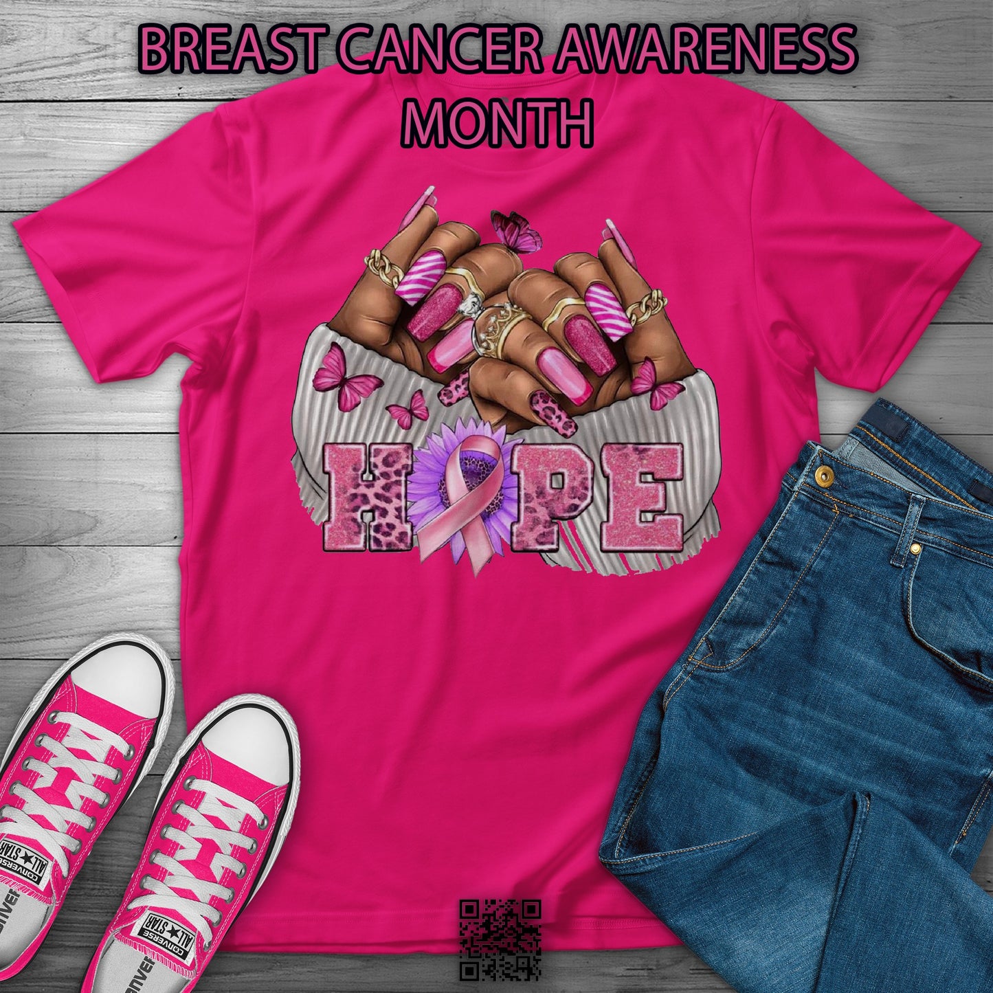 BREAST CANCER AWARENESS GLAM NAILS T SHIRT - MK EYE CATCHING EVENTFUL CREATIONS LLC
