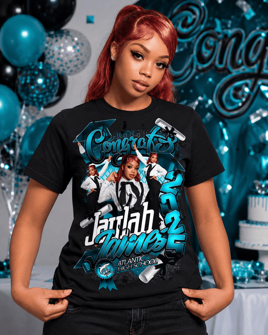 CUSTOM GRADUATION CENTER PRINT SHIRT | PERSONALIZED SENIOR APPAREL - MK EYE CATCHING EVENTFUL CREATIONS LLC