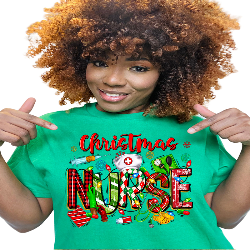 CHRISTMAS NURSE T SHIRT - MK EYE CATCHING EVENTFUL CREATIONS LLC