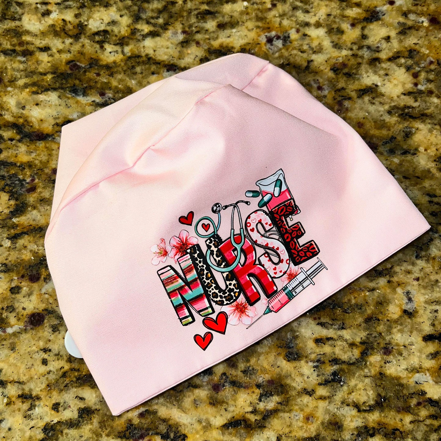 Valentine's Day Nurse Scrub Cap/Hat - MK EYE CATCHING EVENTFUL CREATIONS LLC