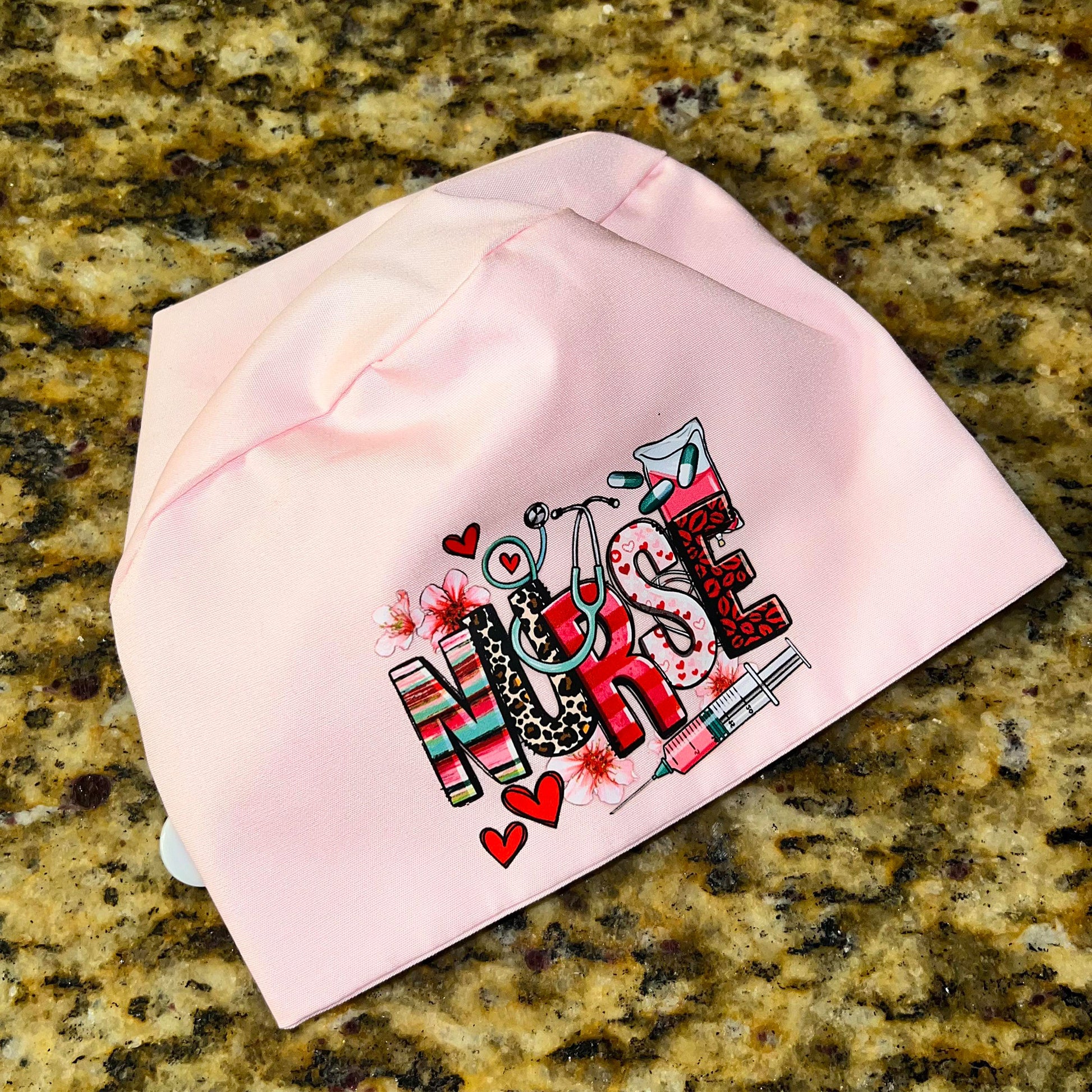 Valentine's Day Nurse Scrub Cap/Hat - MK EYE CATCHING EVENTFUL CREATIONS LLC