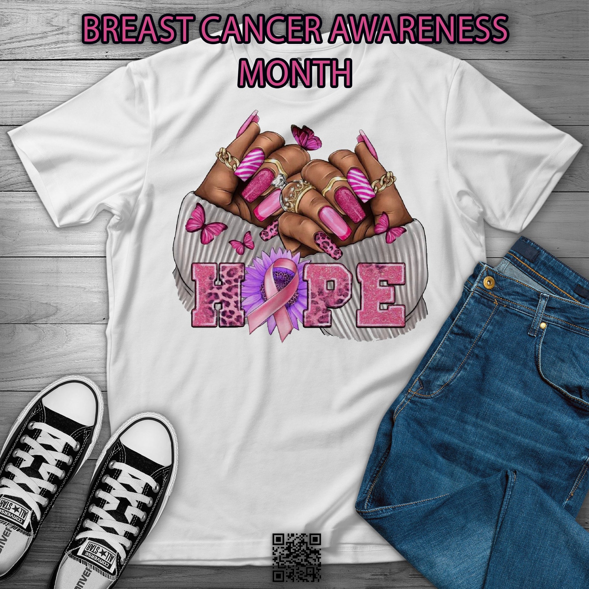 BREAST CANCER AWARENESS GLAM NAILS T SHIRT - MK EYE CATCHING EVENTFUL CREATIONS LLC