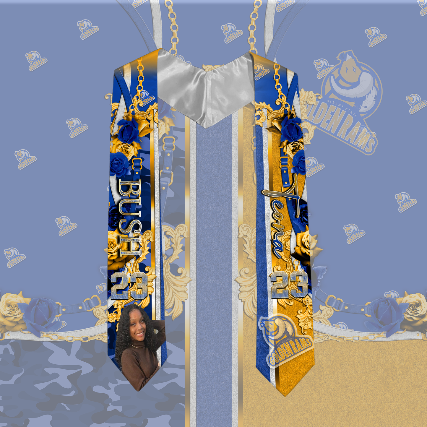 Graduation Matching Centerprint Shirt & Stole - MK EYE CATCHING EVENTFUL CREATIONS LLC