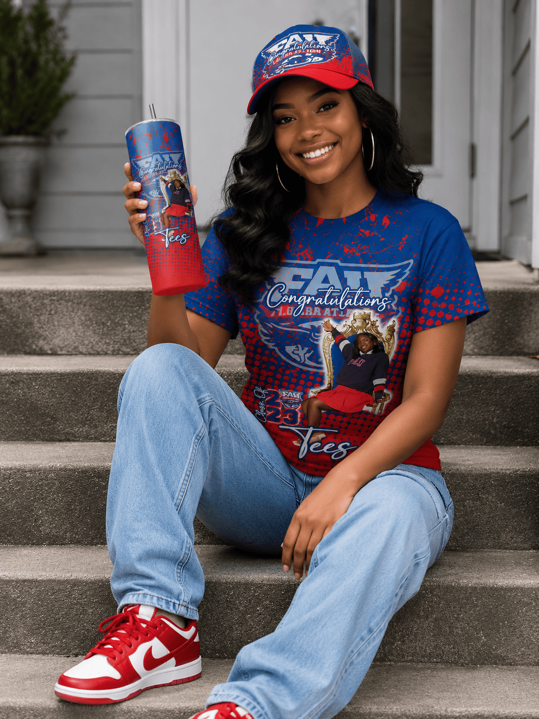 Personalized graduation photo tumbler by MK Eye Catching Eventful Creations with custom printed design and drinkware.