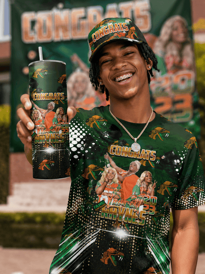 Personalized graduation tumbler by MK Eye Catching Eventful Creations featuring custom photo design for special occasions.