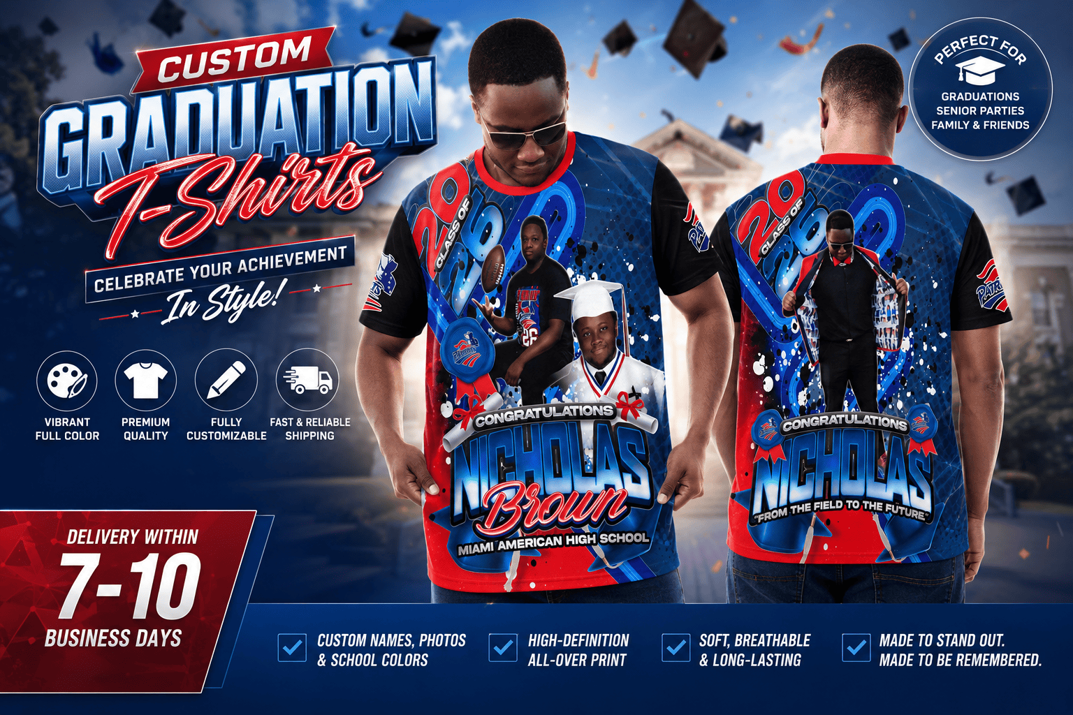 Graduation 2026 All Over Print 3D Sublimation Shirt - MK EYE CATCHING EVENTFUL CREATIONS LLC