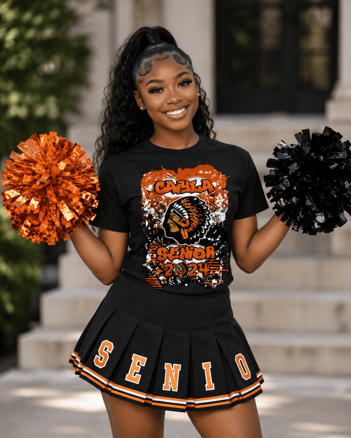 Personalized graduation center print shirt for seniors by MK Eye Catching Eventful Creations LLC, featuring custom design and text.