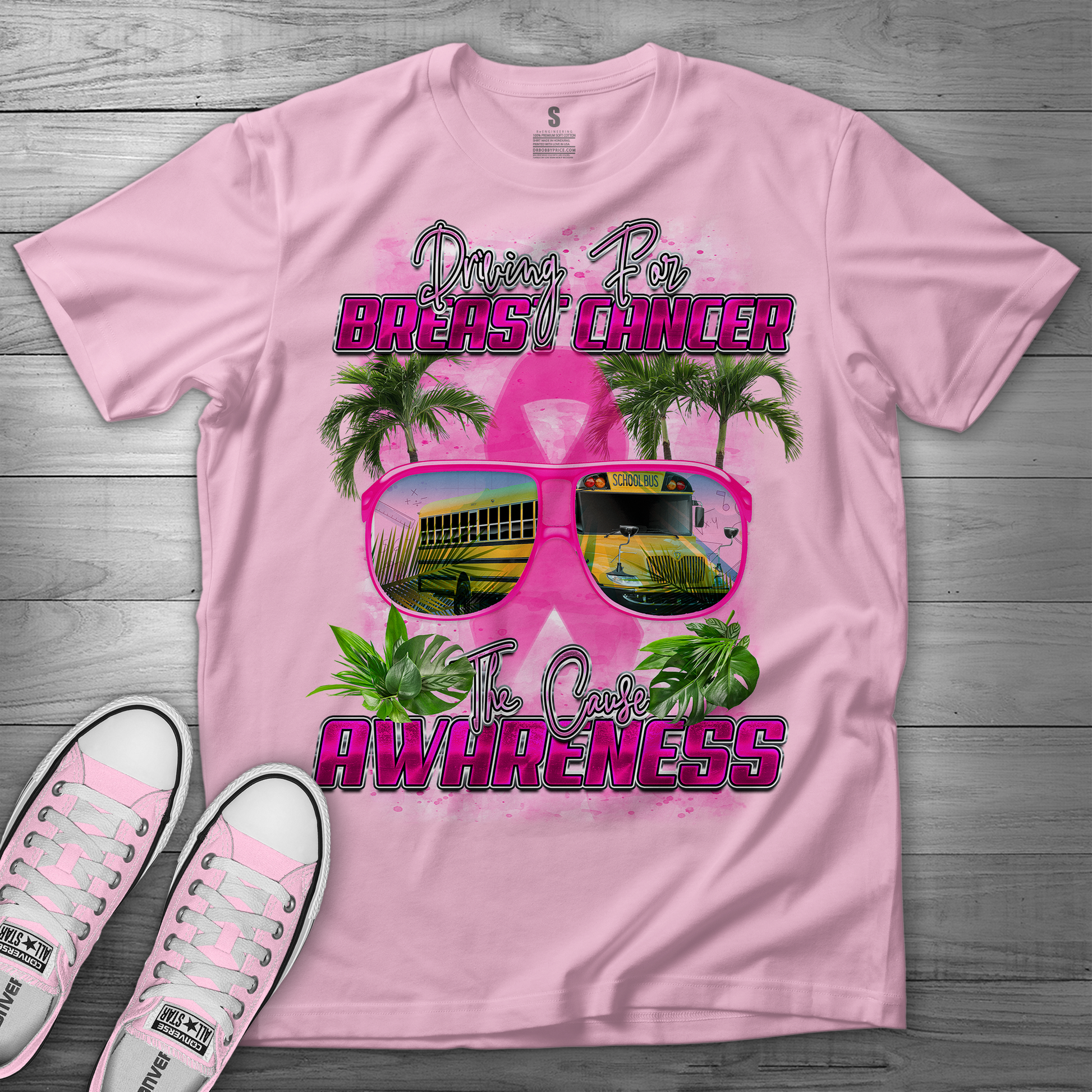 BREAST CANCER AWARNESS DRIVING FOR THE CAUSE SCHOOL BUS DRIVER T SHIRT - MK EYE CATCHING EVENTFUL CREATIONS LLC