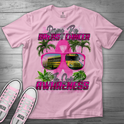 BREAST CANCER AWARNESS DRIVING FOR THE CAUSE SCHOOL BUS DRIVER T SHIRT - MK EYE CATCHING EVENTFUL CREATIONS LLC