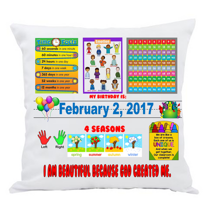 Custom Personalized Learning Pillow - MK EYE CATCHING EVENTFUL CREATIONS LLC