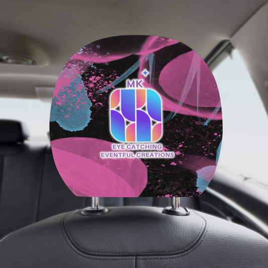 Custom Car Head Rest Covers 2  Pieces - MK EYE CATCHING EVENTFUL CREATIONS LLC