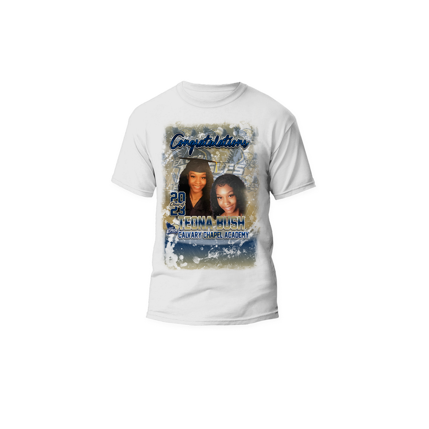 Custom Graduation Matching Centerprint Shirt and Stole - MK EYE CATCHING EVENTFUL CREATIONS LLC